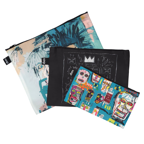 Set of three Jean-Michel Basquiat Zip Pouches