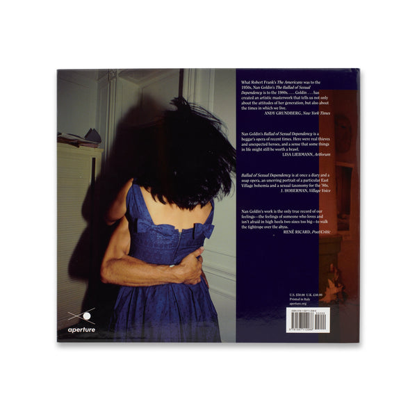 Back cover of the book Nan Goldin: The Ballad of Sexual Dependency in dust jacket