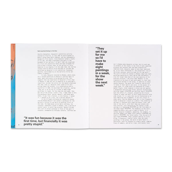 Interior spread of the book Basquiat: The Modena Paintings
