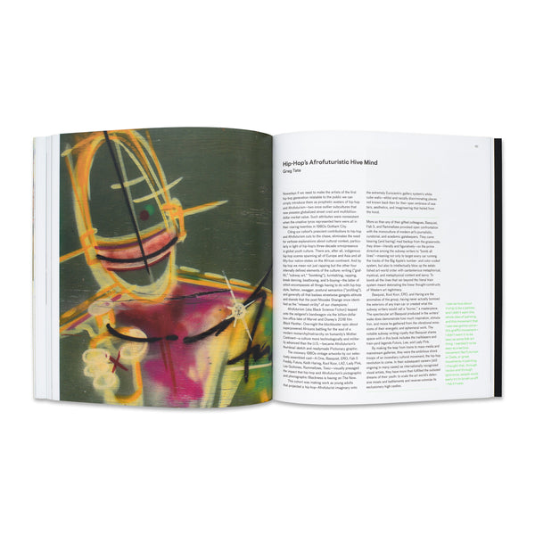 Interior spread of the book Writing the Future: Basquiat and the Hip-Hop Generation