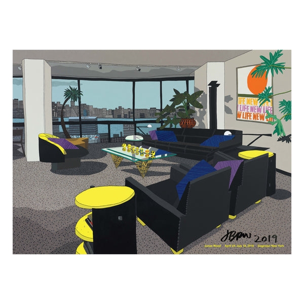 Jonas Wood signed poster, depicting Jersey City Apartment painting