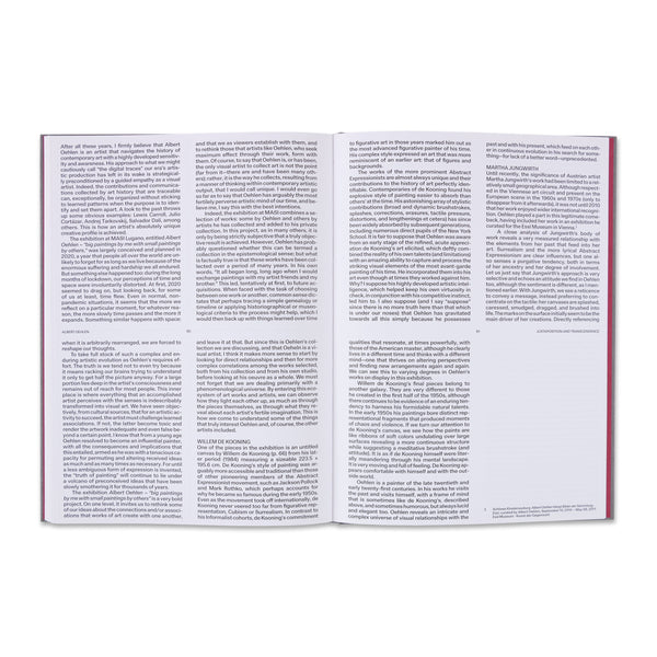 Interior spread of the book Albert Oehlen: “Big paintings by me with small paintings by others”