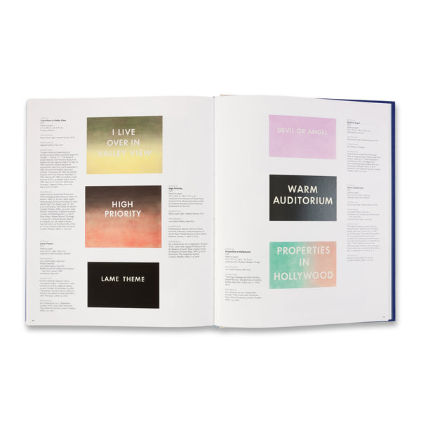 Interior spread of the catalogue raisoné Edward Ruscha Catalogue Raisonné of the Works on Paper: Volume One, 1956–1976