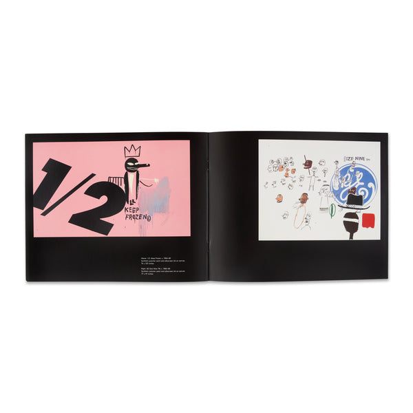 Interior spread of the book Andy Warhol and Jean-Michel Basquiat: Collaboration Paintings