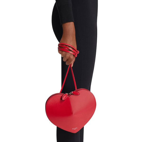 Alaïa Coeur Leather Bag in lacquer red