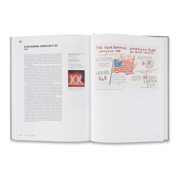 Interior spread of the book Poetic Practical: The Unrealized Work of Chris Burden