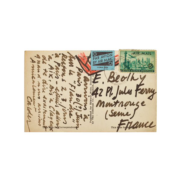 Back of Alexander Calder postcard