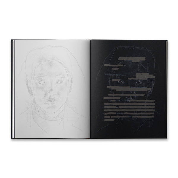 Interior spread of the book Titus Kaphar and Reginald Dwayne Betts: Redaction