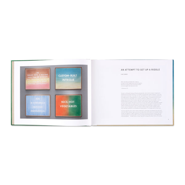 Interior spread of the book Ed Ruscha: Custom-Built Intrigue, Drawings 1974–1984