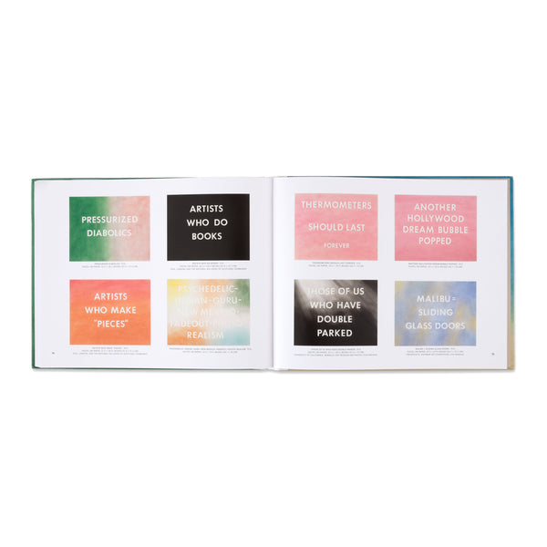 Interior spread of the book Ed Ruscha: Custom-Built Intrigue, Drawings 1974–1984