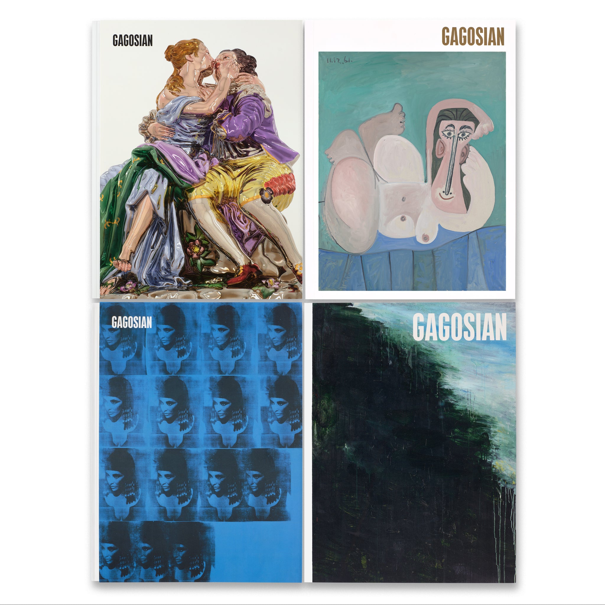 Covers of the four most recent issues of the Gagosian Quarterly