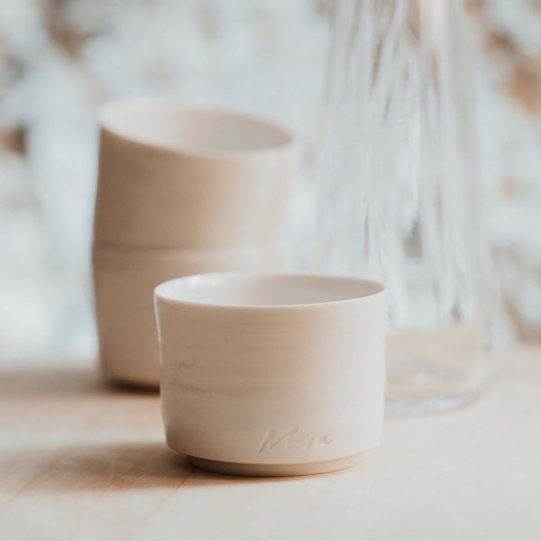 Masa Designs: Clear Sake Carafe and Kohiki Guinomi Sake Cups Set