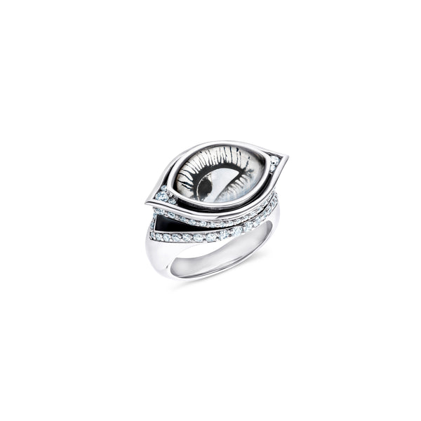 Side view of Venyx × Man Ray: Glass Tears Ring