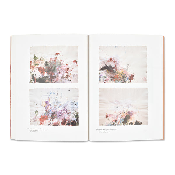 Interior spread of the book Cy Twombly: Fifty Years of Works on Paper