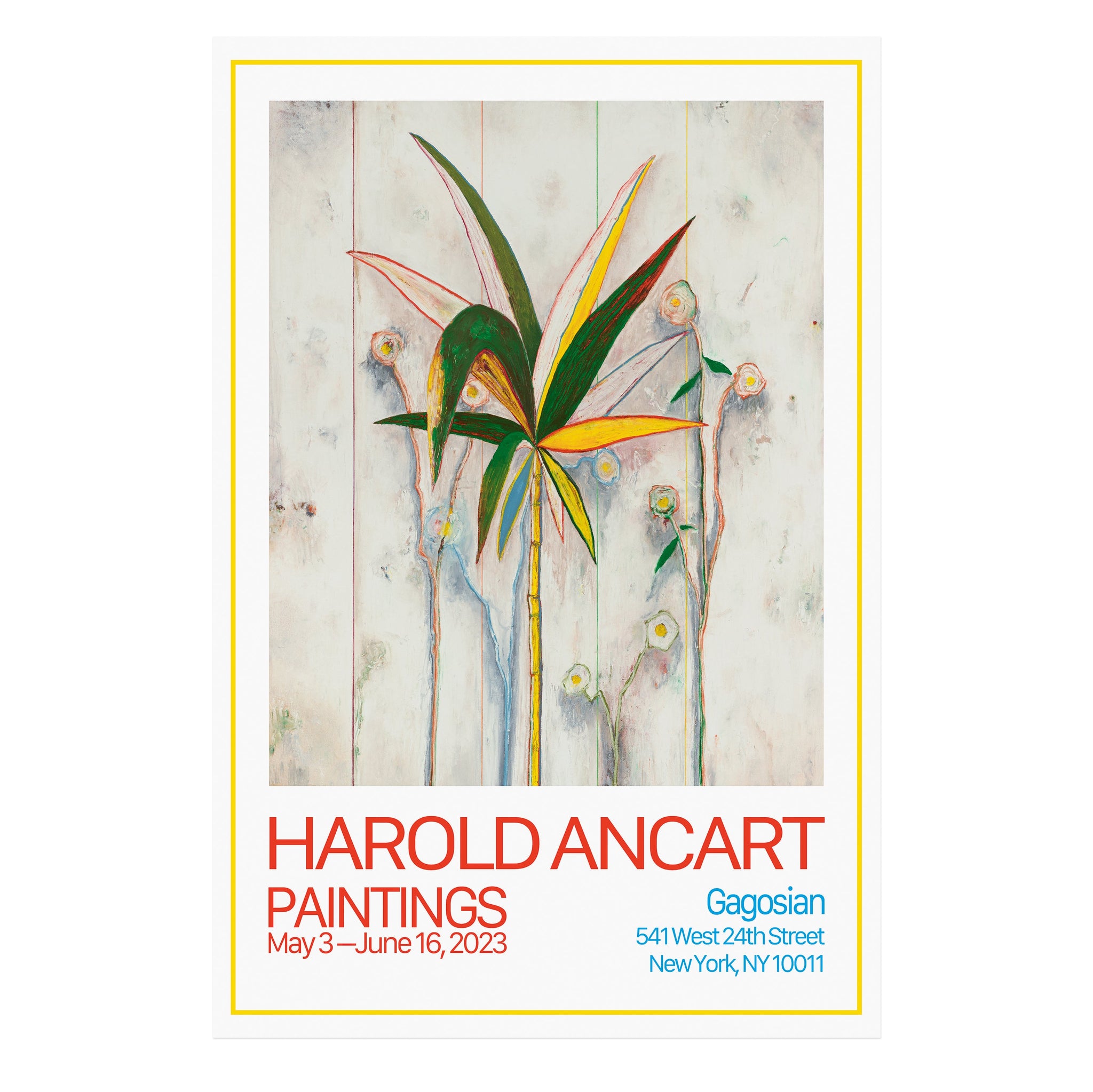 Harold Ancart poster featuring oil stick and pencil on canvas depicting a plant