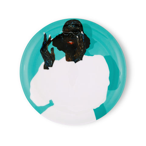 Dinner plate featuring artwork by Amaoko Boafo