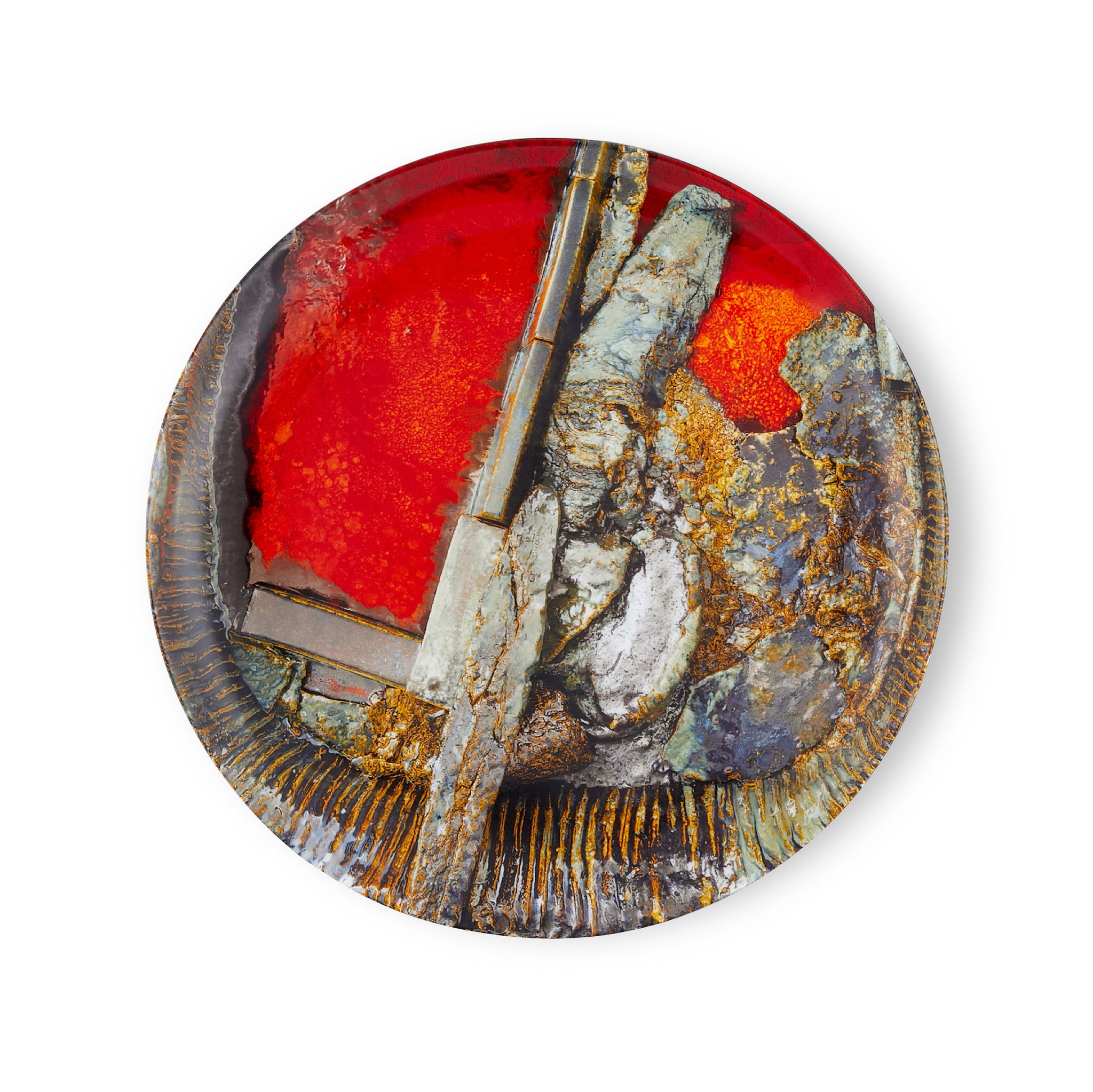 Dinner plate featuring artwork by Sterling Ruby
