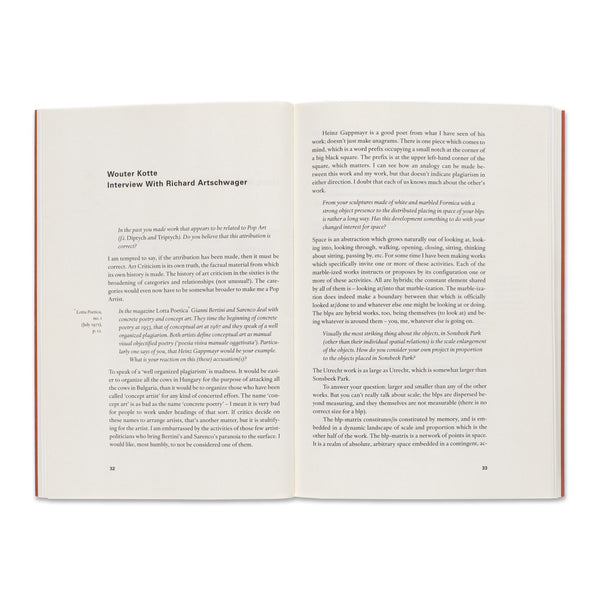 Interior spread of Richard Artschwager: Texts and Interviews book