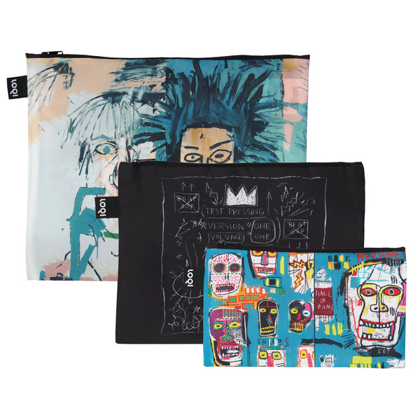 Set of three Jean-Michel Basquiat Zip Pouches
