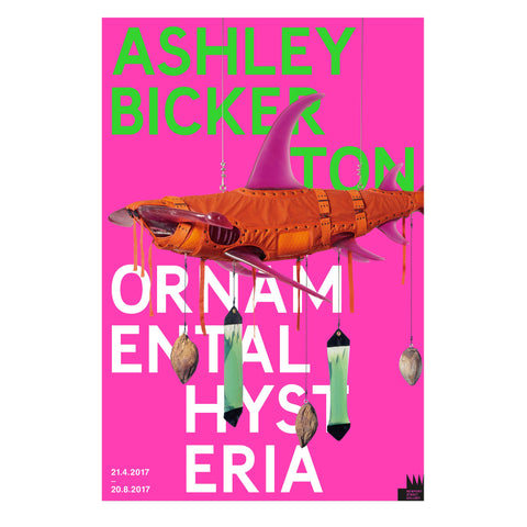Ashley Bickerton: Ornamental Hysteria poster featuring Orange Shark