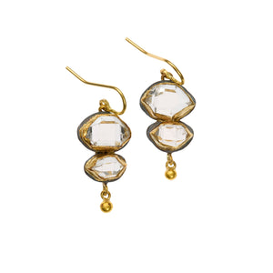 Judy Geib: Herkimer Diamond Double-Drop Earrings