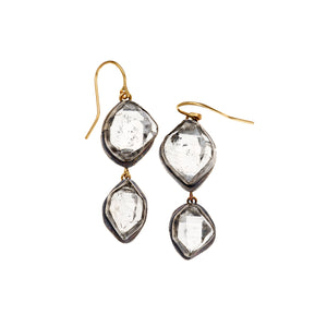 Judy Geib: Large Herkimer Diamond Double-Drop Earrings