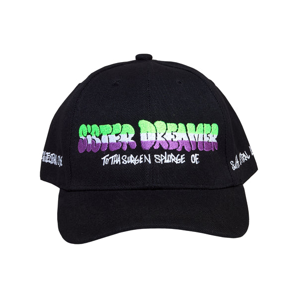 Front of Lauren Halsey: Sister Dreamer Hat (Green/White/Purple/Black)