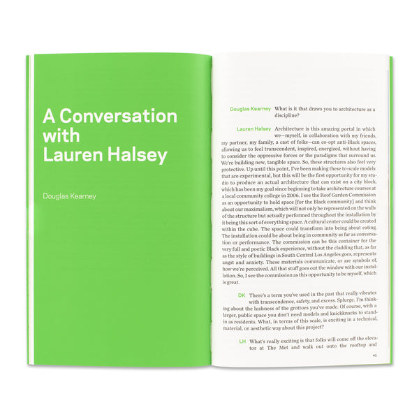 Interior spread of the book Lauren Halsey: The Roof Garden Commission