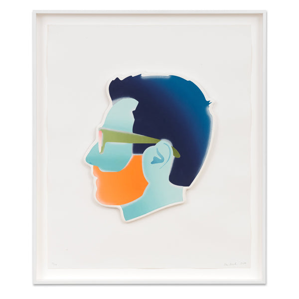 Alex Israel: Self-Portrait (Blue Face) print in frame