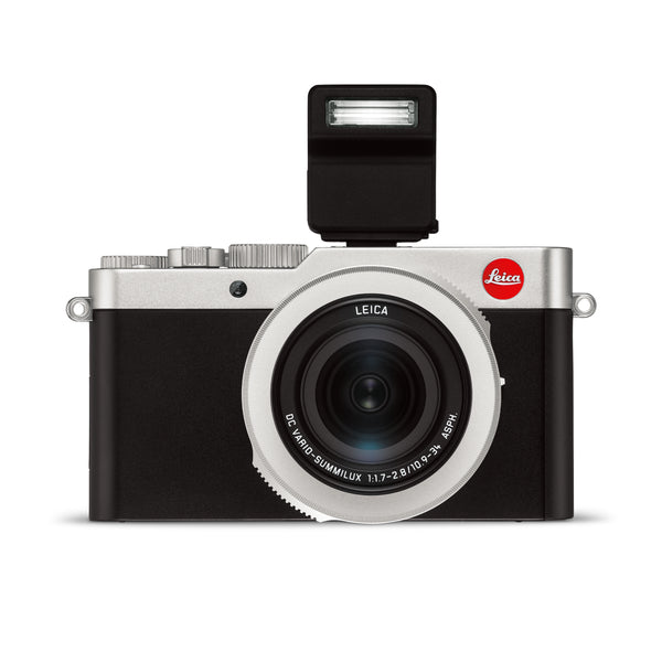 Leica D-LUX 7 Camera (Silver) with flash unit attached 