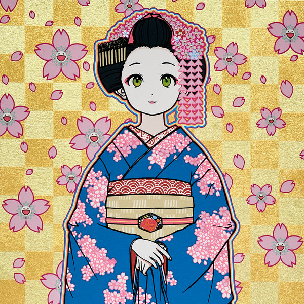 Detail of Takashi Murakami: Maiko-san Tanzaku screen print