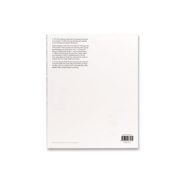 Back cover of Think of Them as Spaces: Brice Marden’s Drawings book