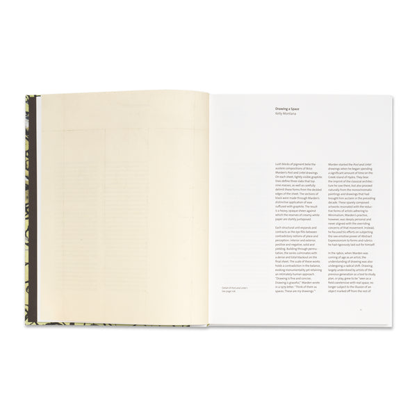 Interior spread of Think of Them as Spaces: Brice Marden’s Drawings book