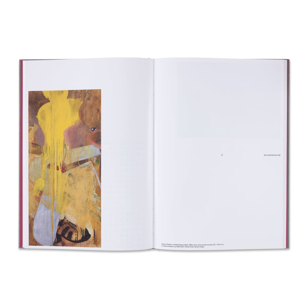 Interior spread of the book Albert Oehlen: “Big paintings by me with small paintings by others”