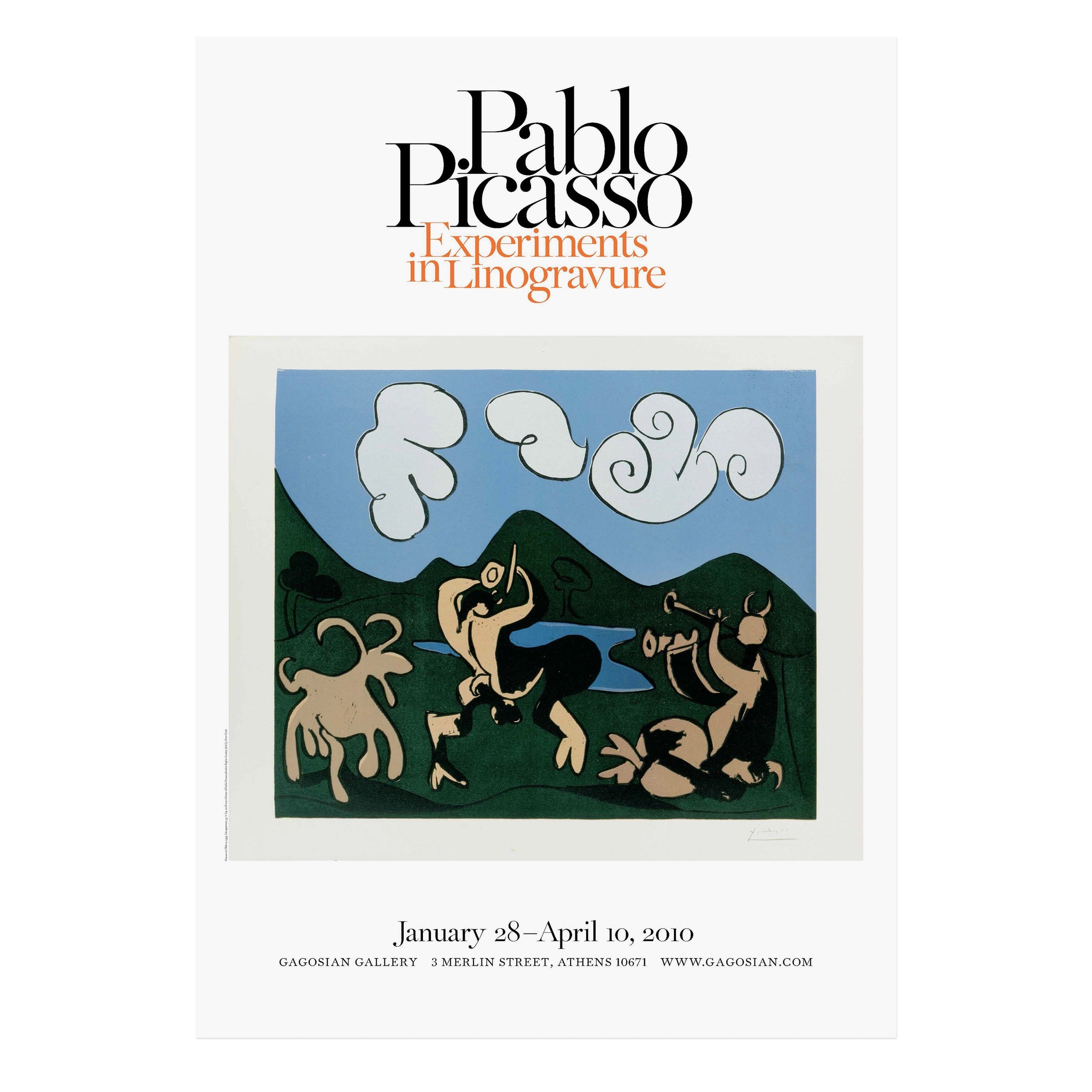 Pablo Picasso: Experiments in Linogravure poster featuring Faunes et chèvre (1959)