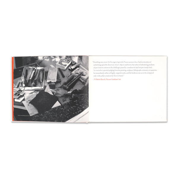 Interior spread of Pablo Picasso: Experiments in Linogravure book
