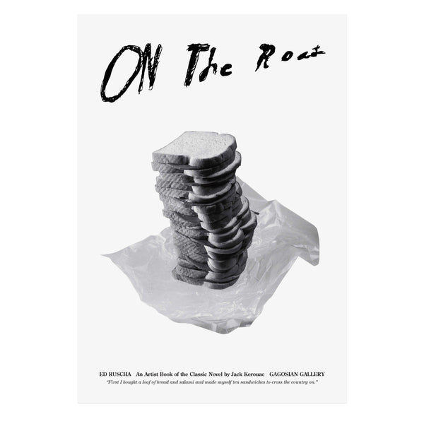 Ed Ruscha: On the Road poster featuring a stack of sandwiches