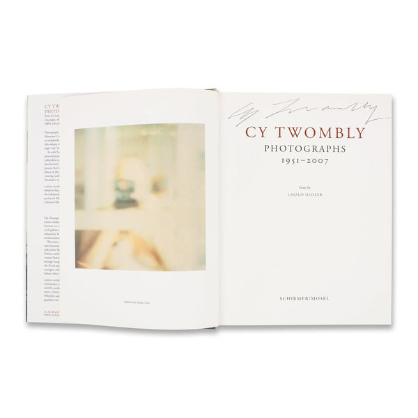 Interior spread of Cy Twombly: Photographs 1951–2007 rare book with artist’s signature