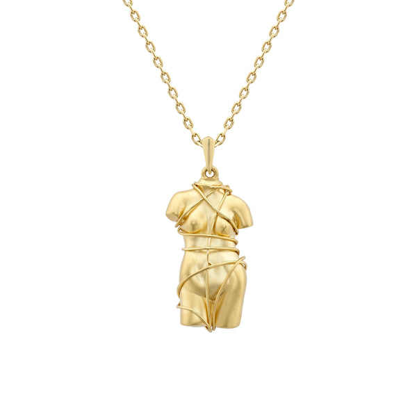 Front view of Venyx × Man Ray: Small Gold Venus Restored Necklace
