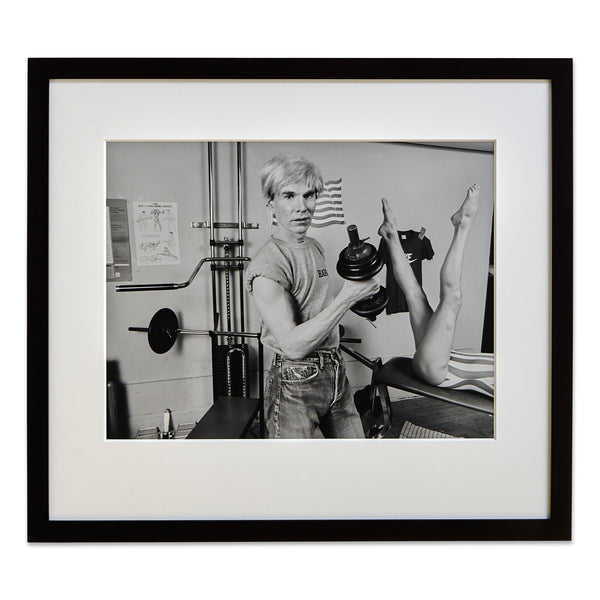 Christopher Makos: Andy Warhol Weightlifting print in a frame
