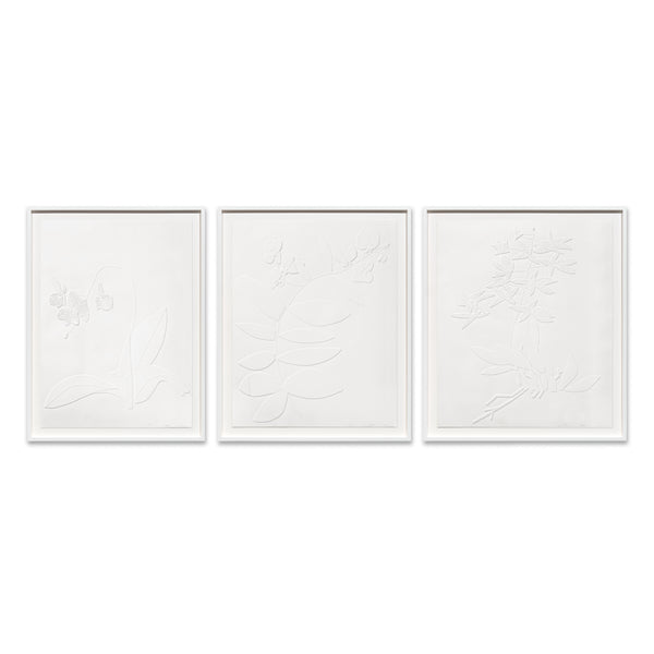 Jonas Wood: Three Clippings (White) prints in frame