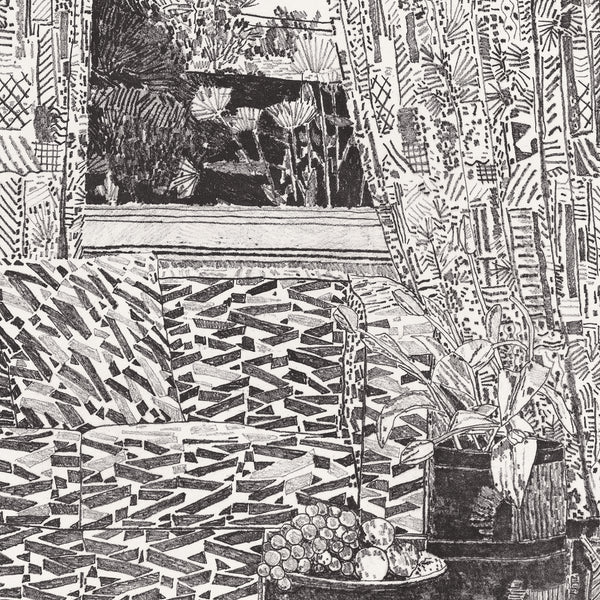 Detail of Jonas Wood: Pattern Couch Interior with Mar Vista View print