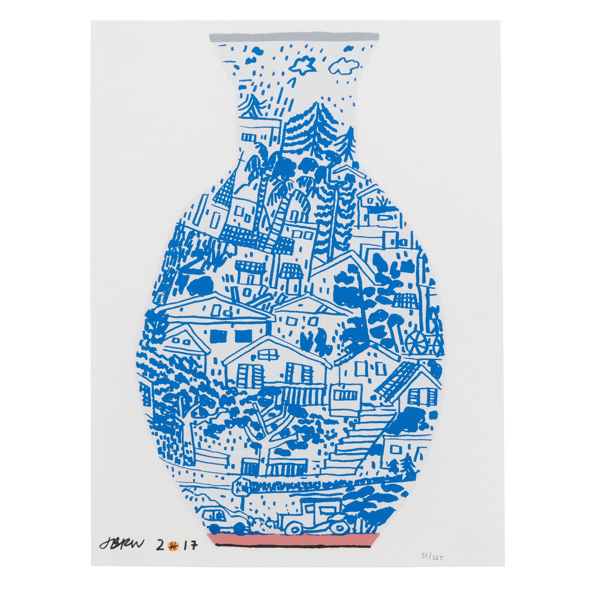 Jonas Wood: Blue Frimkess Landscape Pot Print | Gagosian Shop