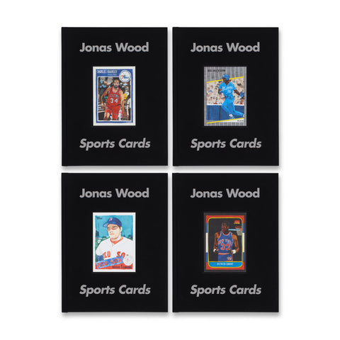 Four cover versions of the Jonas Wood: Sports Cards monograph