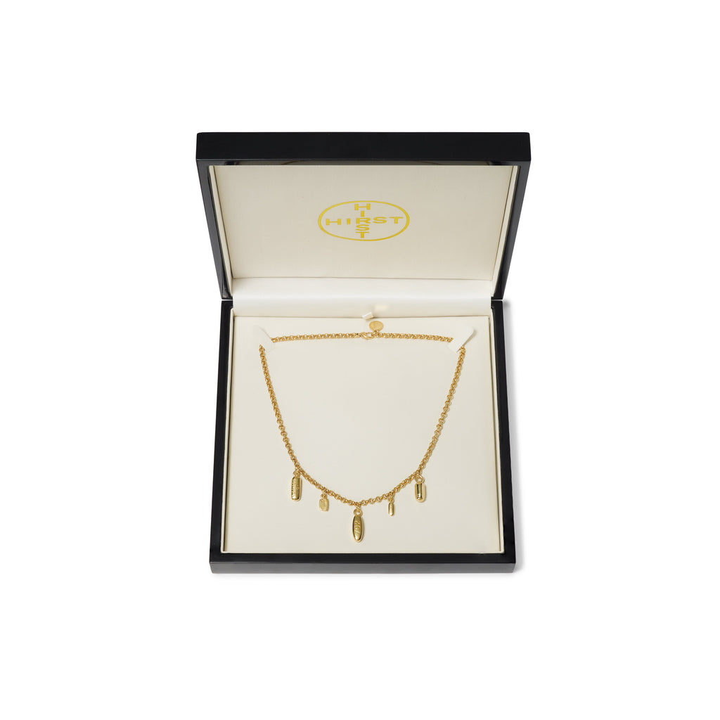 Damien Hirst: 5 Pill Necklace (Yellow Gold)