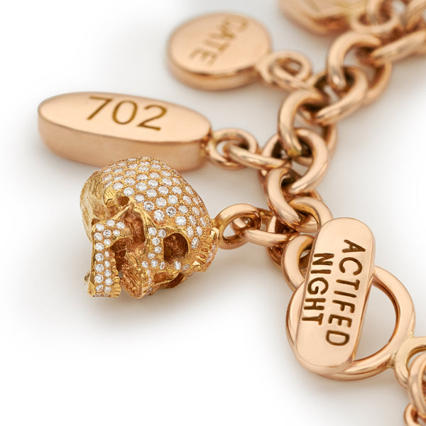 Detail of Damien Hirst: Pill Bracelet with Diamond Skull (Rose Gold)