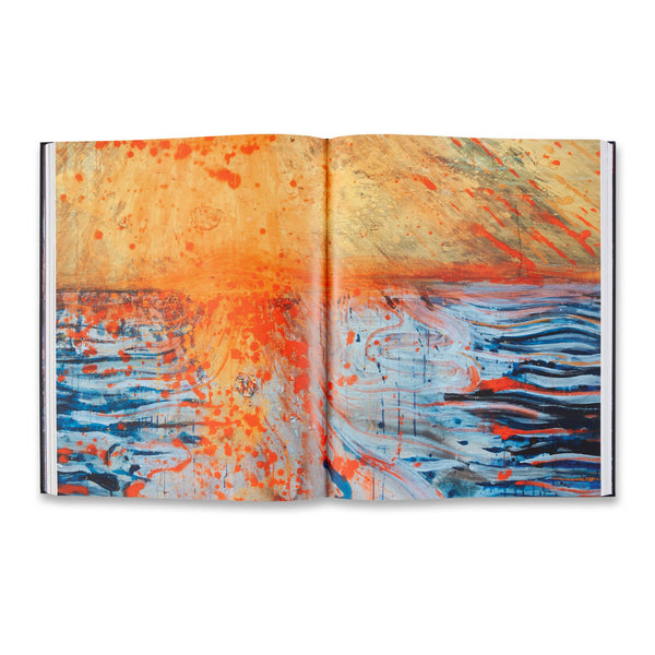 Interior spread of the book Thomas Houseago: Vision Paintings