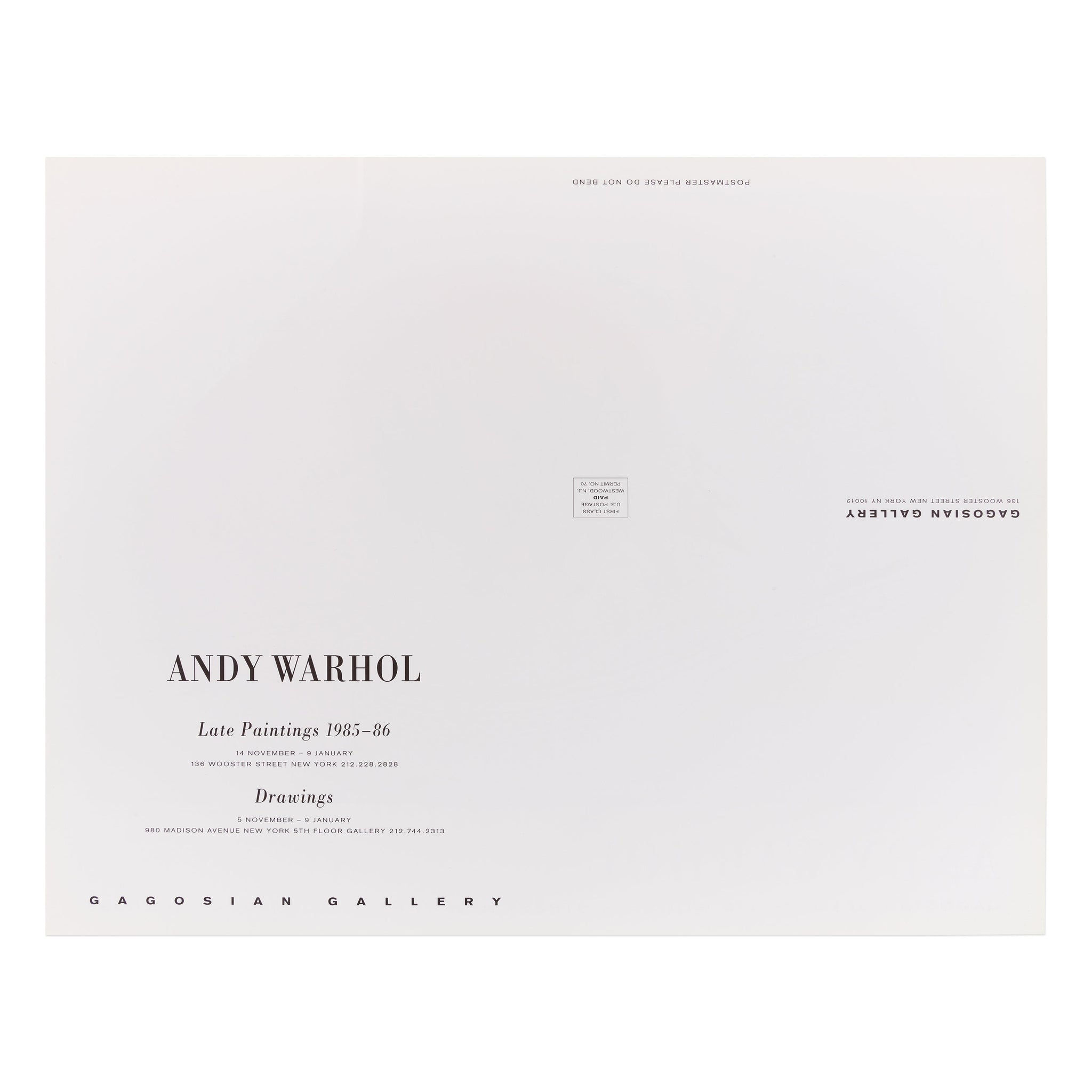 Andy Warhol: The Late Paintings Poster | Gagosian Shop